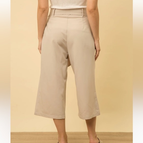 🆕Mystree Belted Wide Leg Cropped Trouser/Pants Olive Grey S,M&L Available - Picture 7 of 8